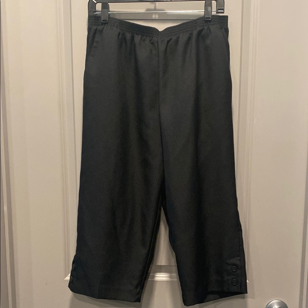 Alfred Dunner Black Pull On Pants Petite 14P Elastic Waist Ankle Work Pants
